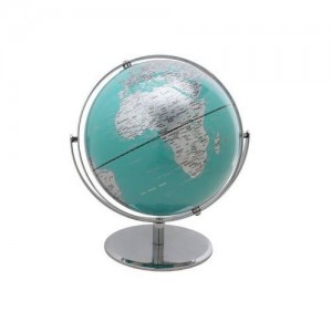 10" 2 Tone Revolving World Globe Table Top Turquoise & Silver Modern Style New  704551414629  281669146340